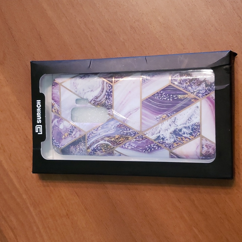 Purple marbled phone case with gold highlights for Galaxy S9 6.2" phone-new.
